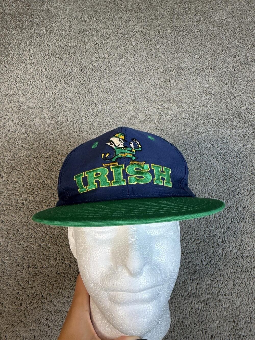Vintage Notre Dame Fighting Irish Hat Mens One Size Blue Snap Back Team Apparel